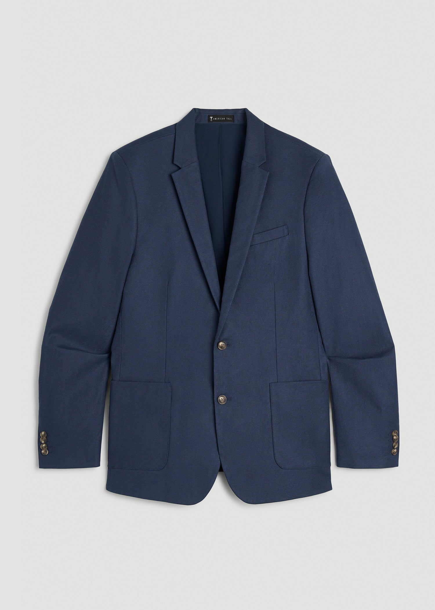American Tall Men Stretch Cotton Linen Blend Blazer for Tall Men in Navy Blue