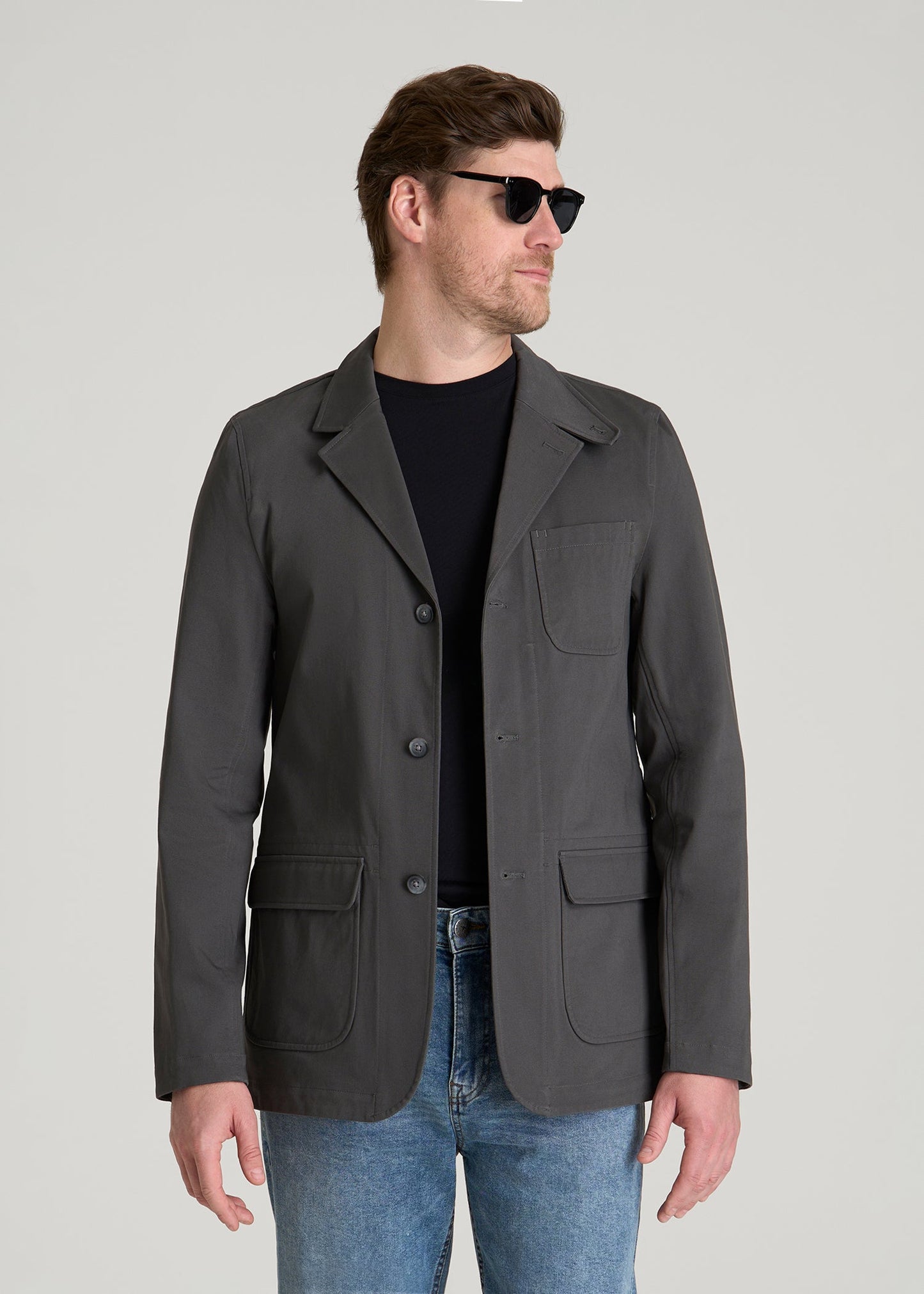 American Tall Men Stretch Commuter Chino Sport Coat for Tall Men in Slate