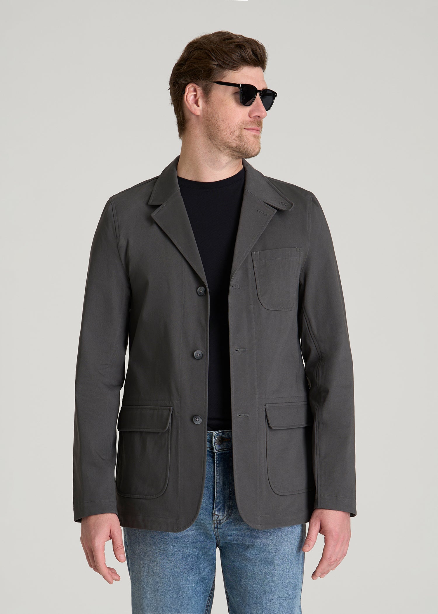 American Tall Men Stretch Commuter Chino Sport Coat for Tall Men in Slate