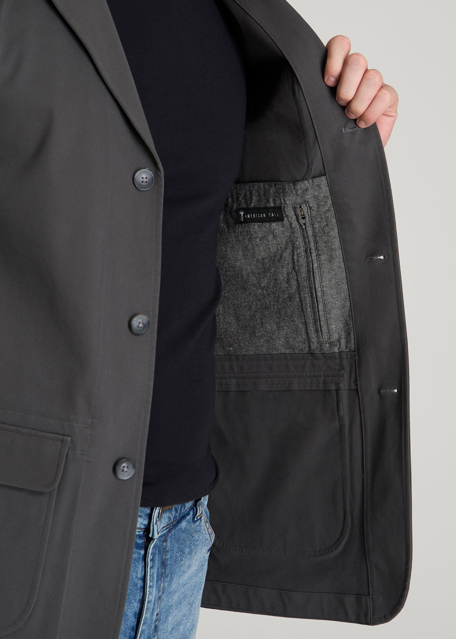 American Tall Men Stretch Commuter Chino Sport Coat for Tall Men in Slate