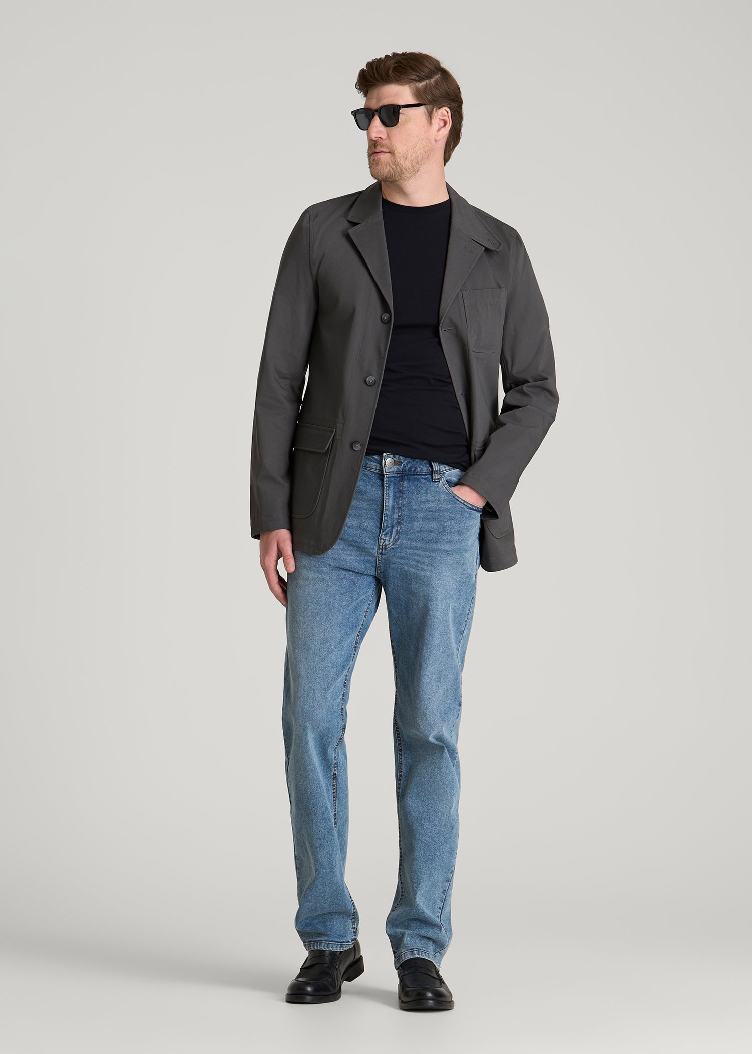 American Tall Men Stretch Commuter Chino Sport Coat for Tall Men in Slate
