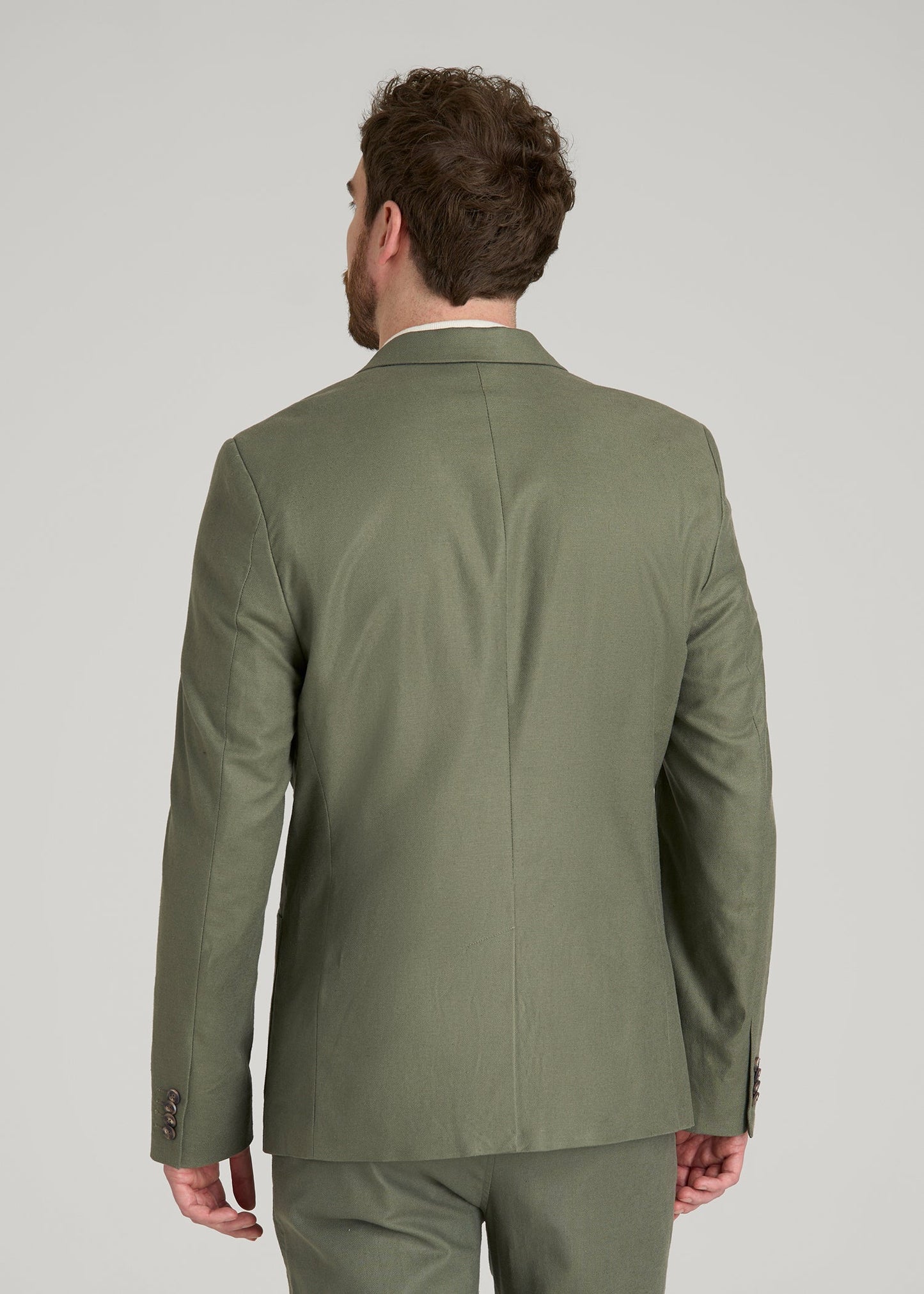 American Tall Men Stretch Cotton Linen Blend Blazer for Tall Men in Olive