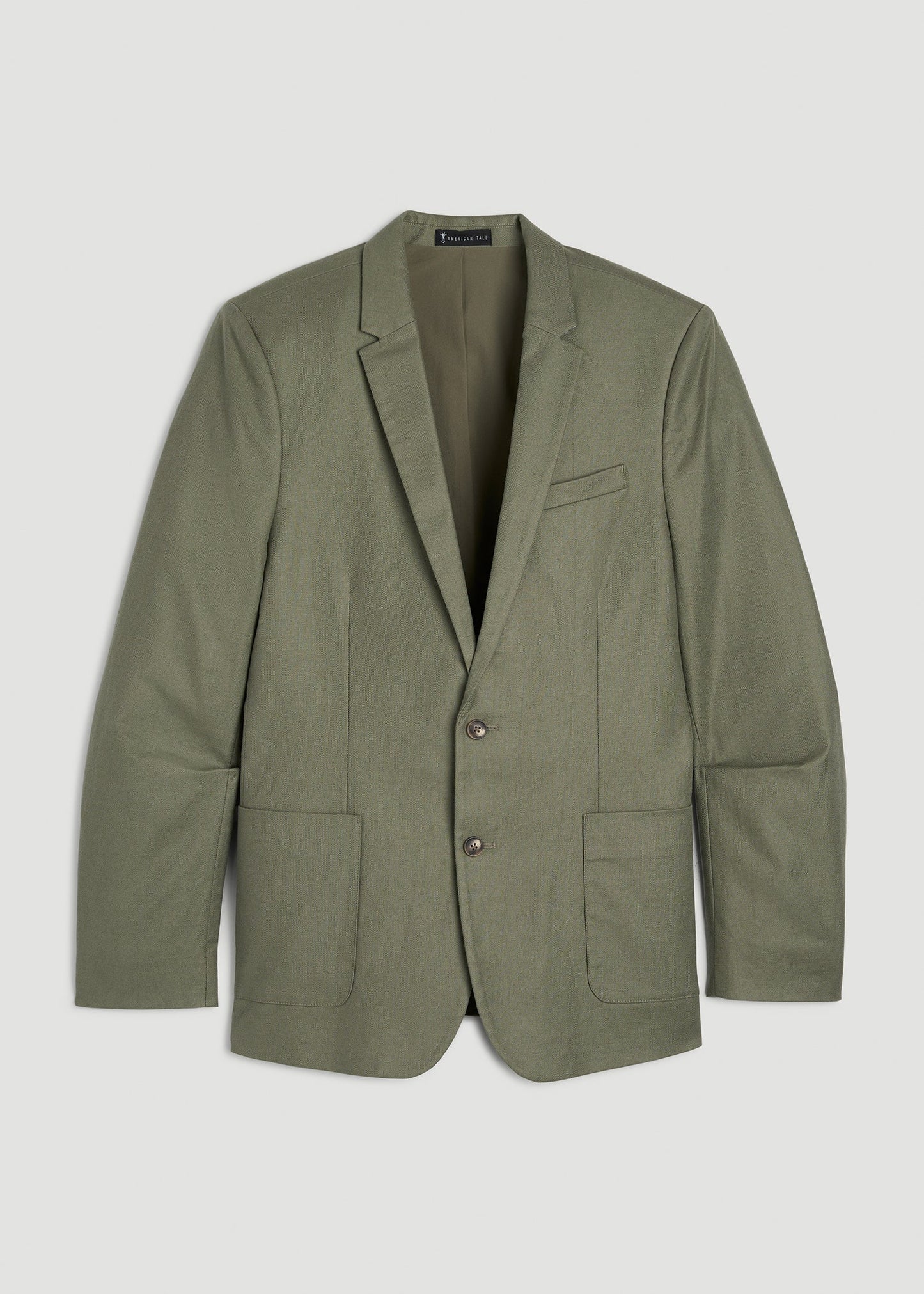 American Tall Men Stretch Cotton Linen Blend Blazer for Tall Men in Olive