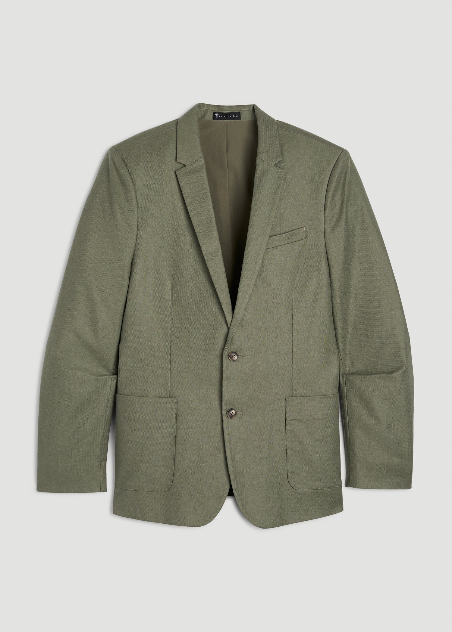American Tall Men Stretch Cotton Linen Blend Blazer for Tall Men in Olive