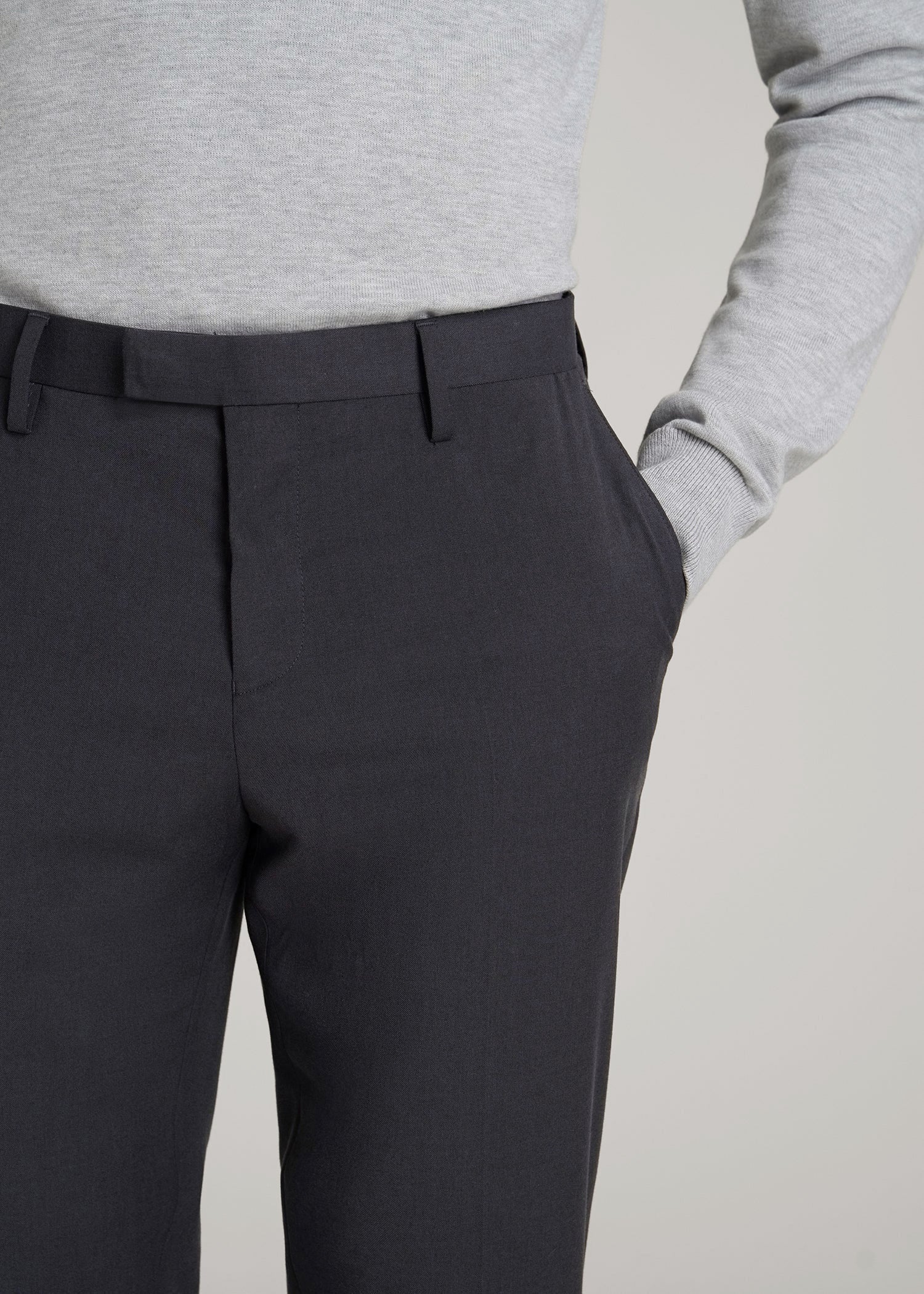American Tall Men Suit Trousers for Tall Men in Mid Grey
