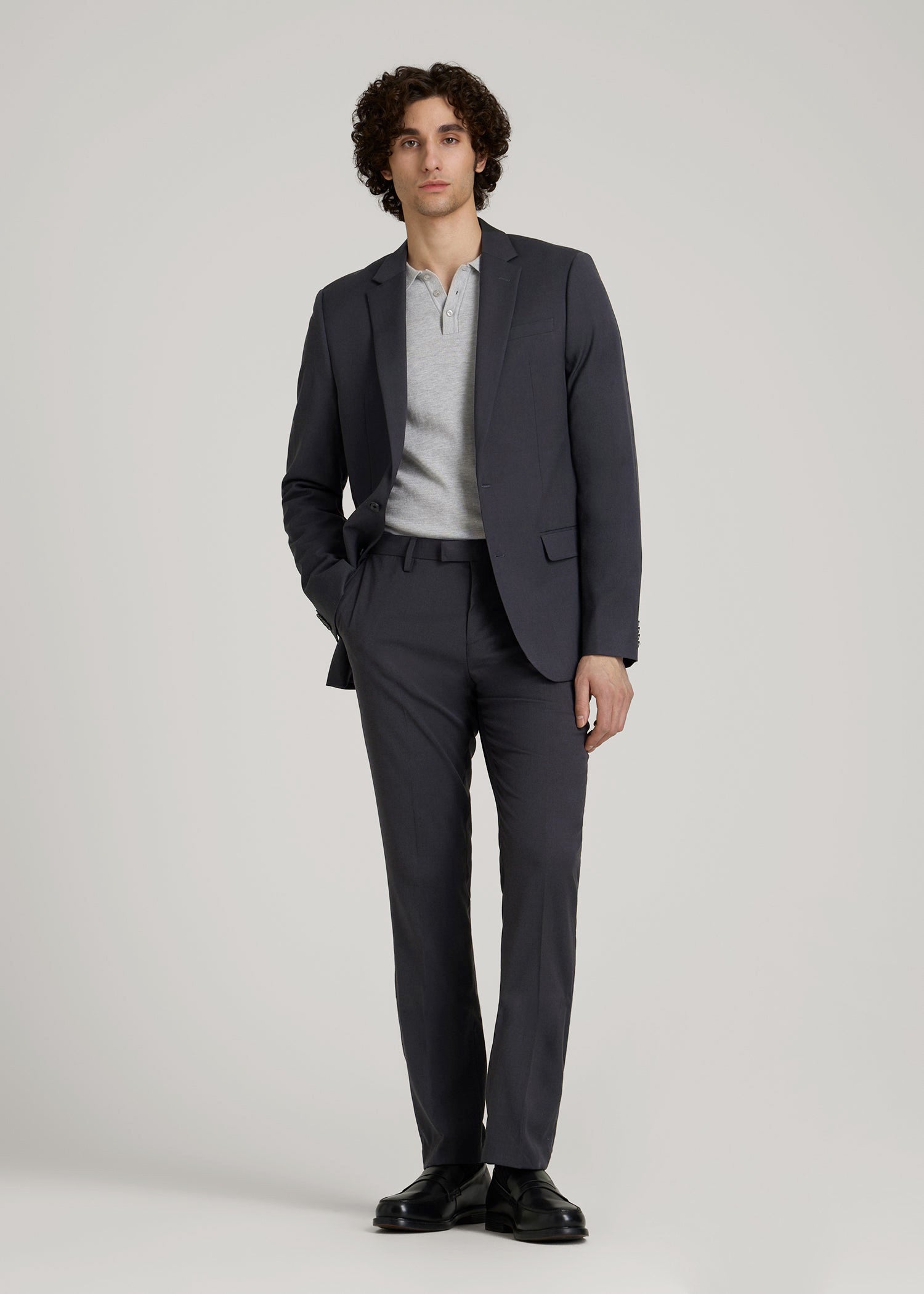 American Tall Men Suit Trousers for Tall Men in Mid Grey