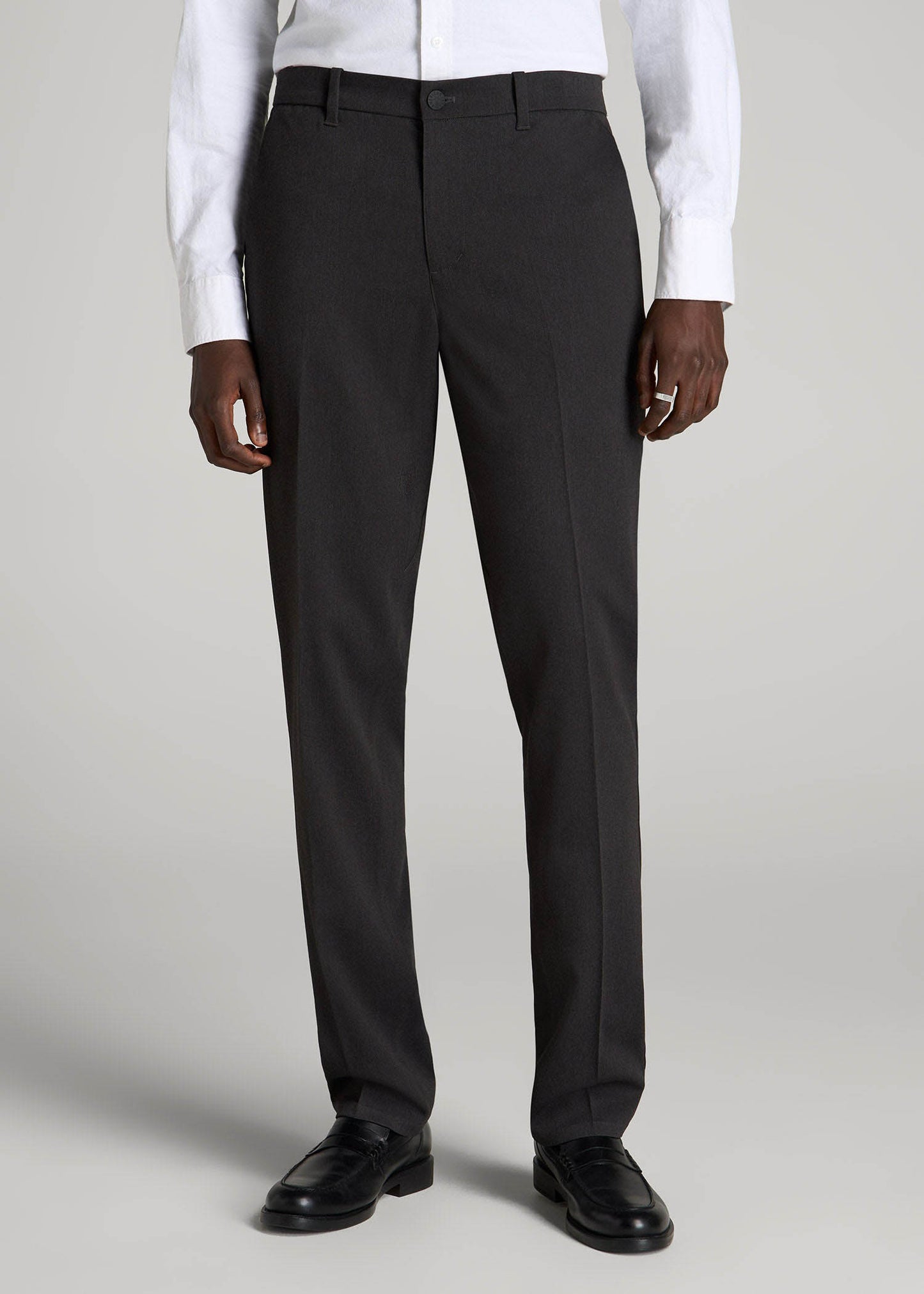 American Tall Men TAPERED-FIT Stretch Dress Pants for Tall Men in Charcoal Heather