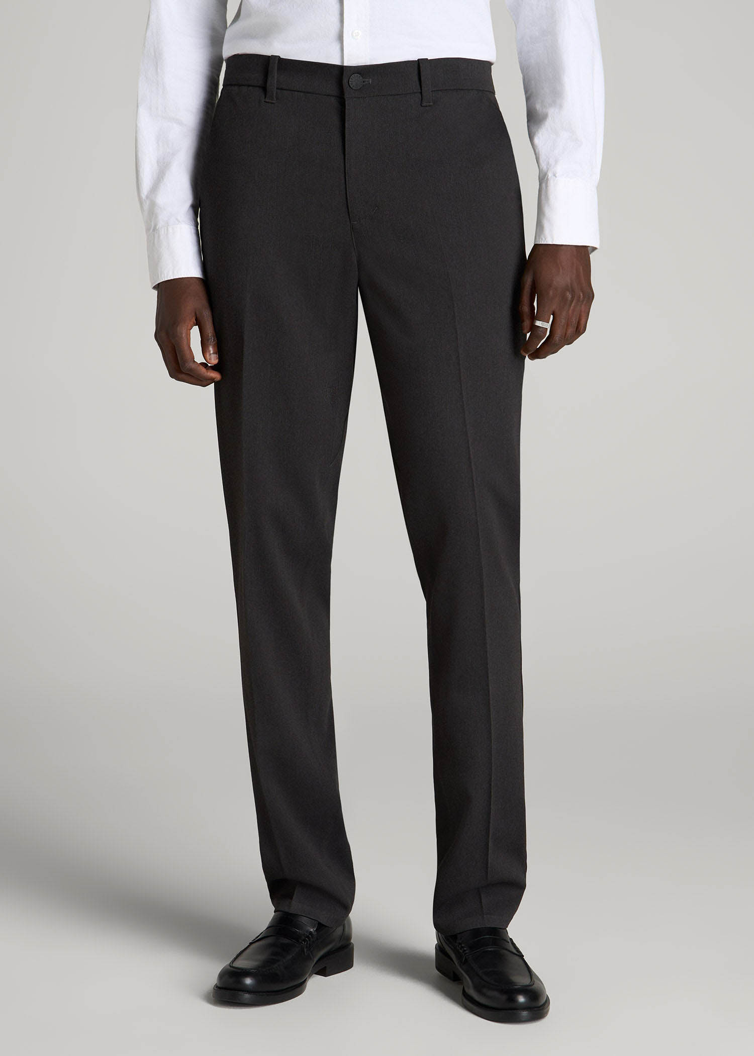 American Tall Men TAPERED-FIT Stretch Dress Pants for Tall Men in Charcoal Heather
