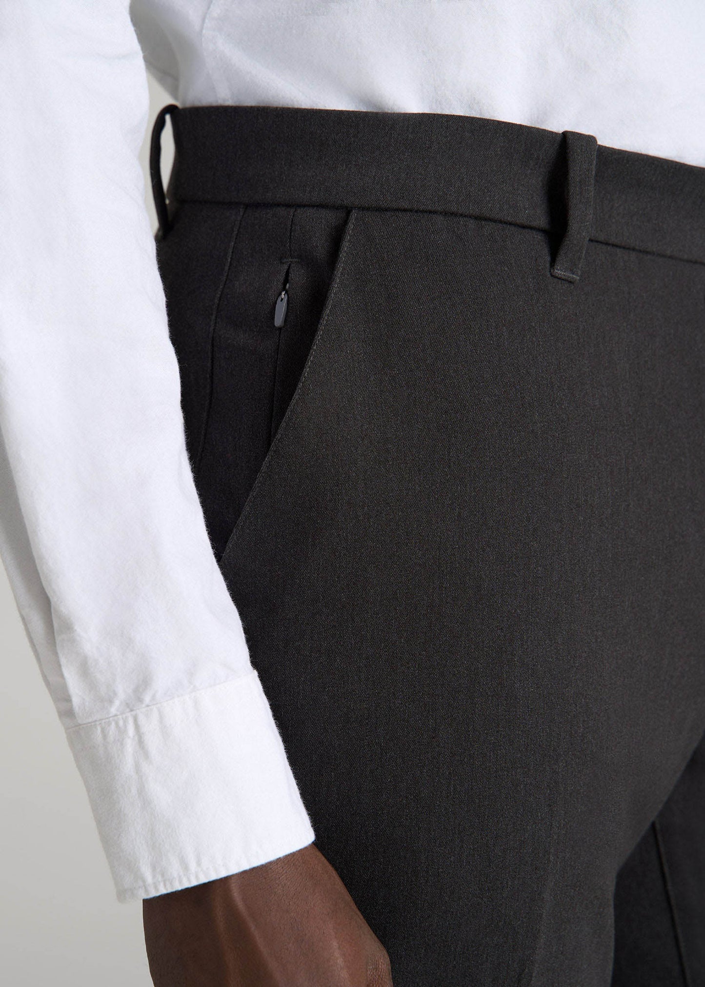 American Tall Men TAPERED-FIT Stretch Dress Pants for Tall Men in Charcoal Heather