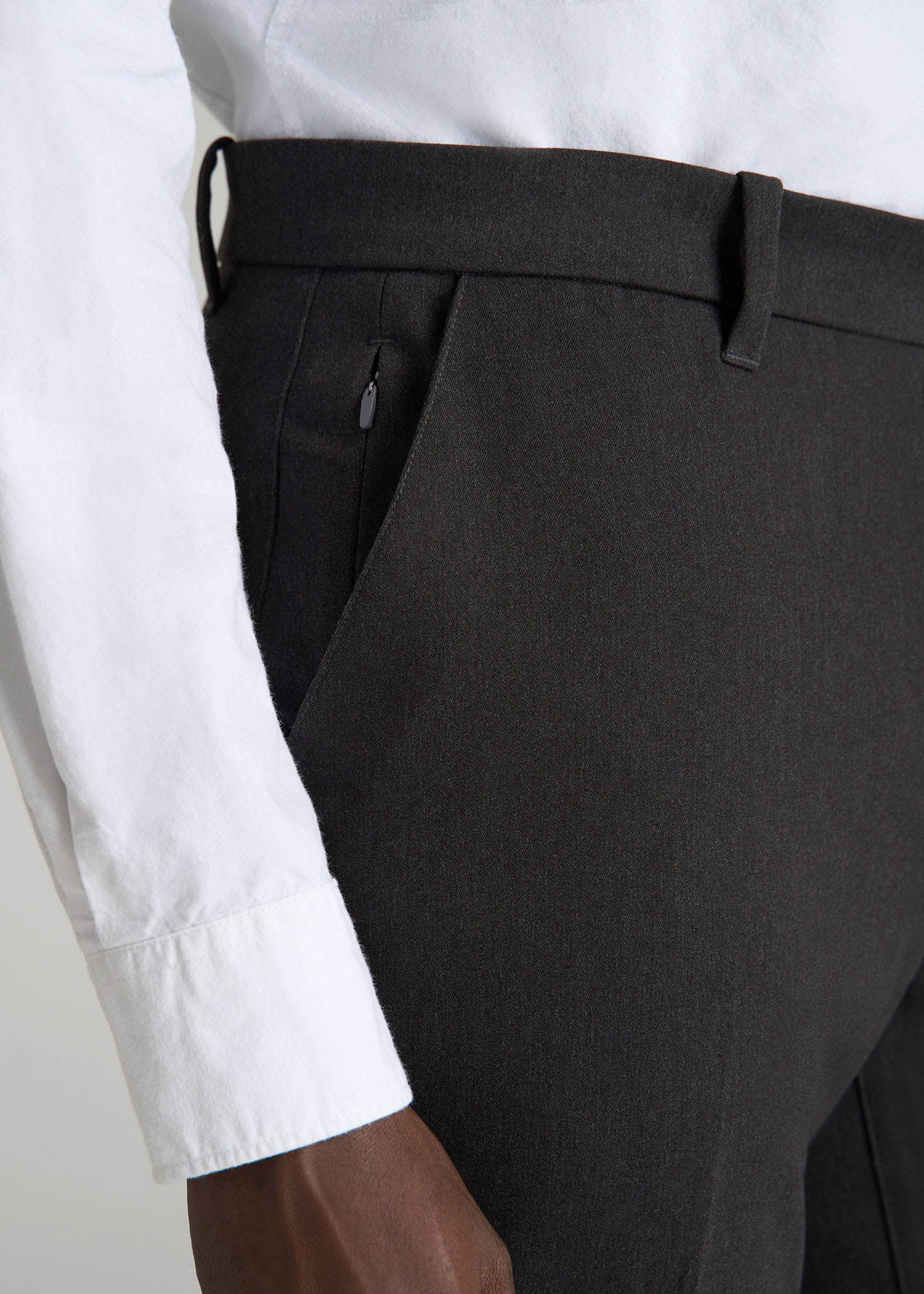 American Tall Men TAPERED-FIT Stretch Dress Pants for Tall Men in Charcoal Heather