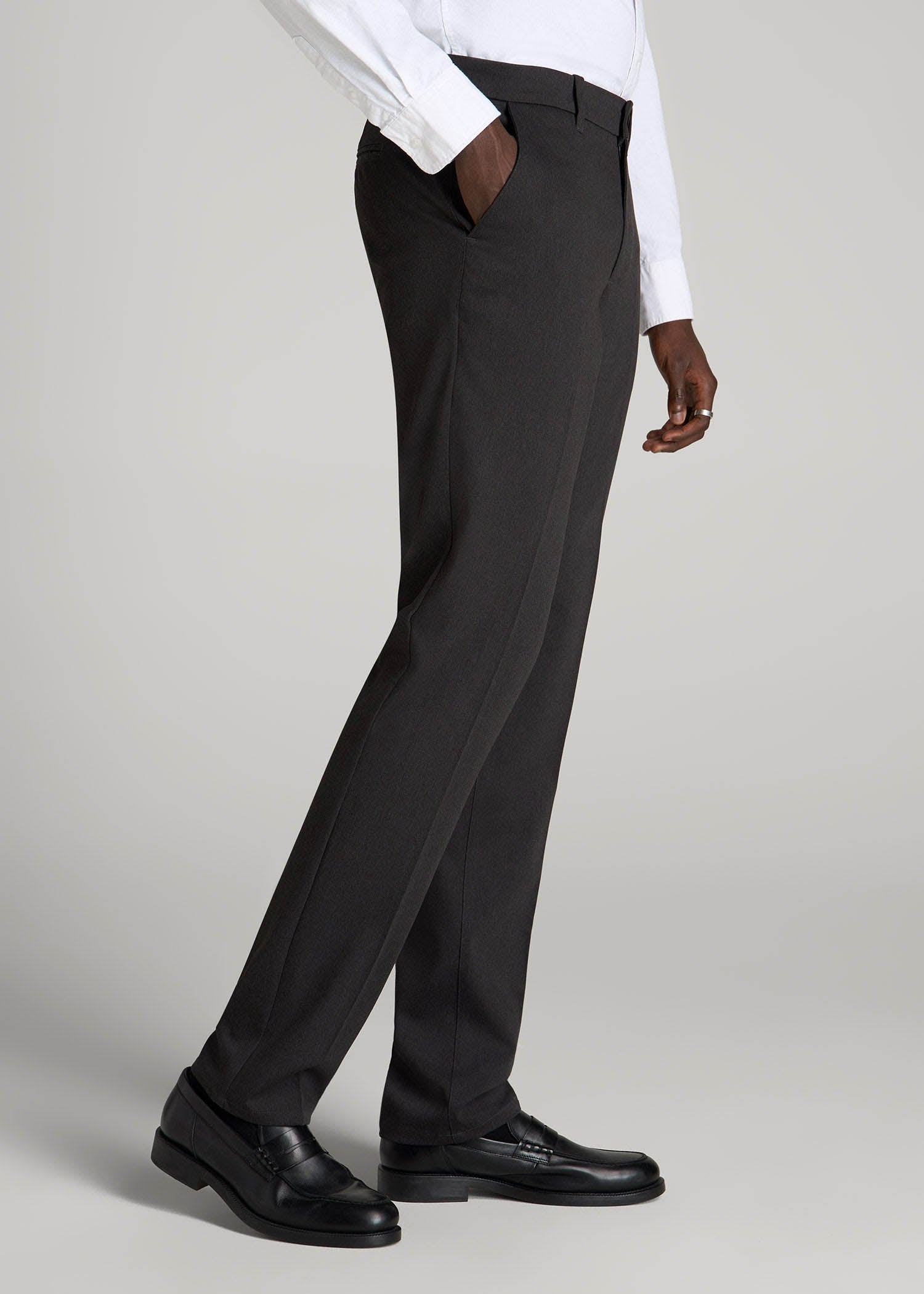 American Tall Men TAPERED-FIT Stretch Dress Pants for Tall Men in Charcoal Heather