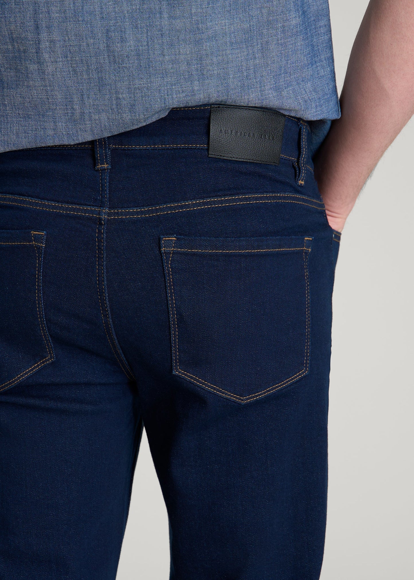 American Tall Men Dylan Slim Fit Jeans for Tall Men in Deep Indigo Wash