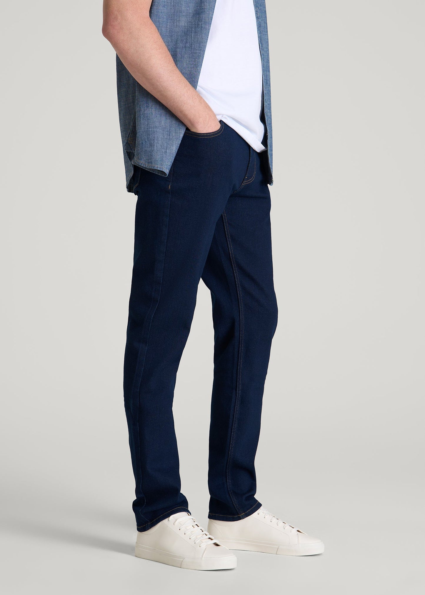 American Tall Men Dylan Slim Fit Jeans for Tall Men in Deep Indigo Wash