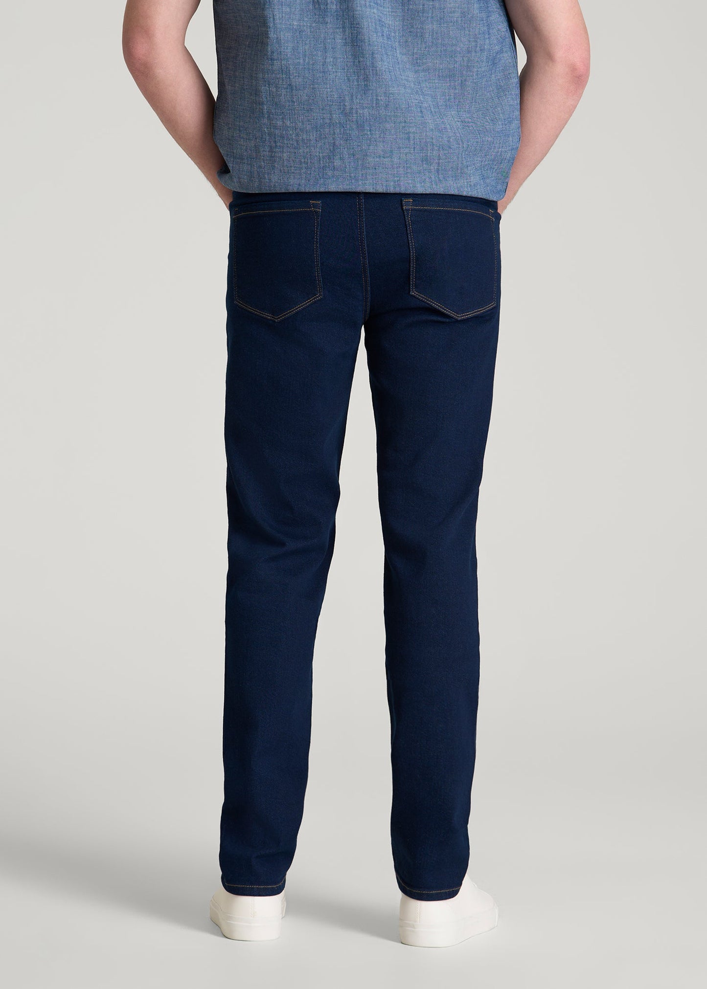 American Tall Men Dylan Slim Fit Jeans for Tall Men in Deep Indigo Wash