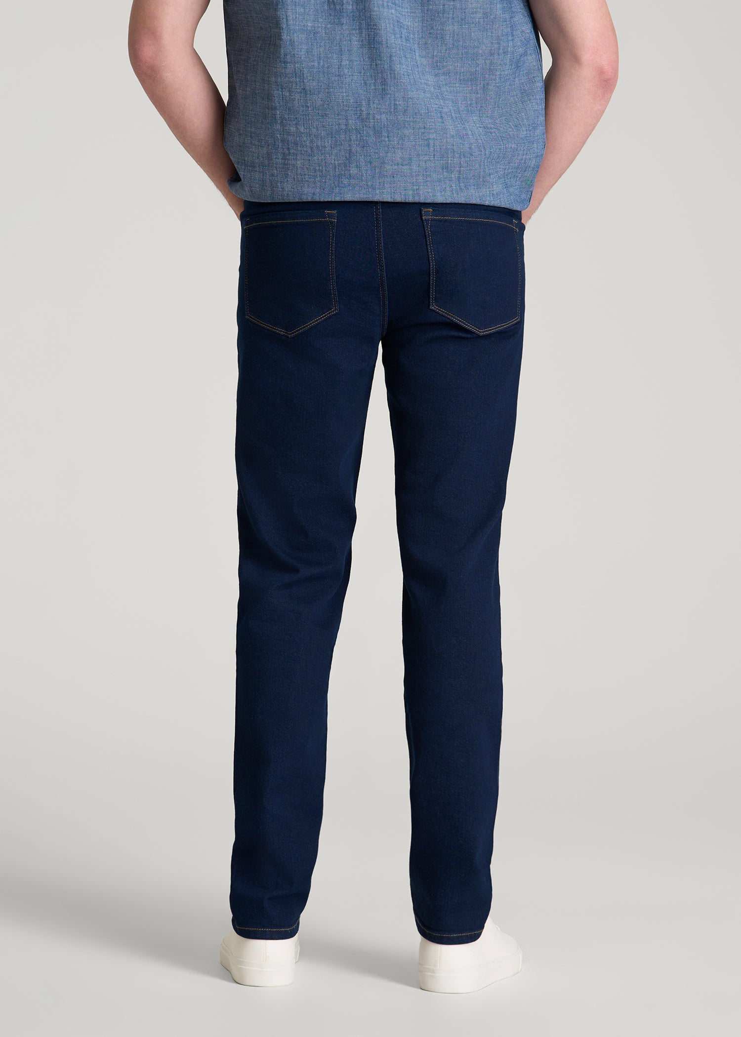 American Tall Men Dylan Slim Fit Jeans for Tall Men in Deep Indigo Wash