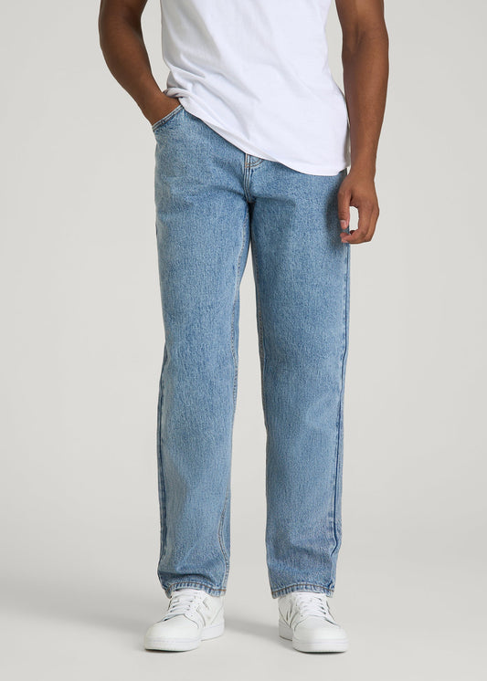American Tall Men MILO Relaxed Tapered Fit Jeans for Tall Men in Perfect Blue