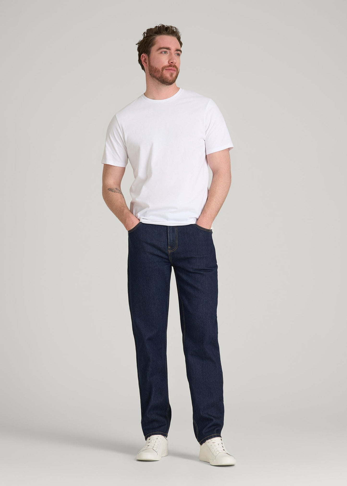 American Tall Men MILO Relaxed Tapered Fit Jeans for Tall Men in Deep Indigo Wash