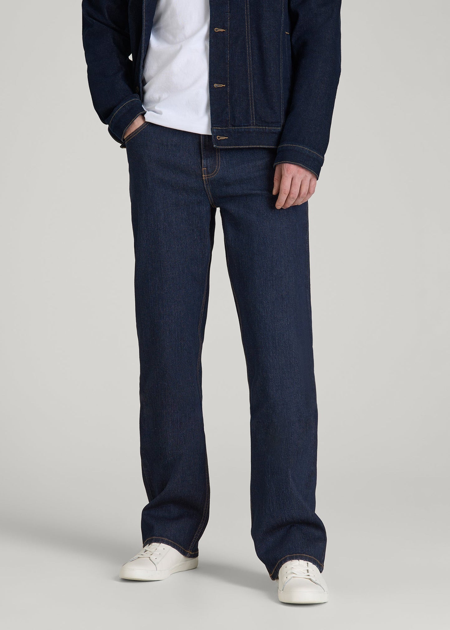 American Tall Men Bootcut Jeans for Tall Men in Deep Indigo Wash