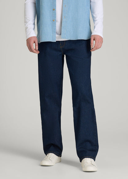 American Tall Men Loose Fit Jeans for Tall Men in Deep Indigo Wash