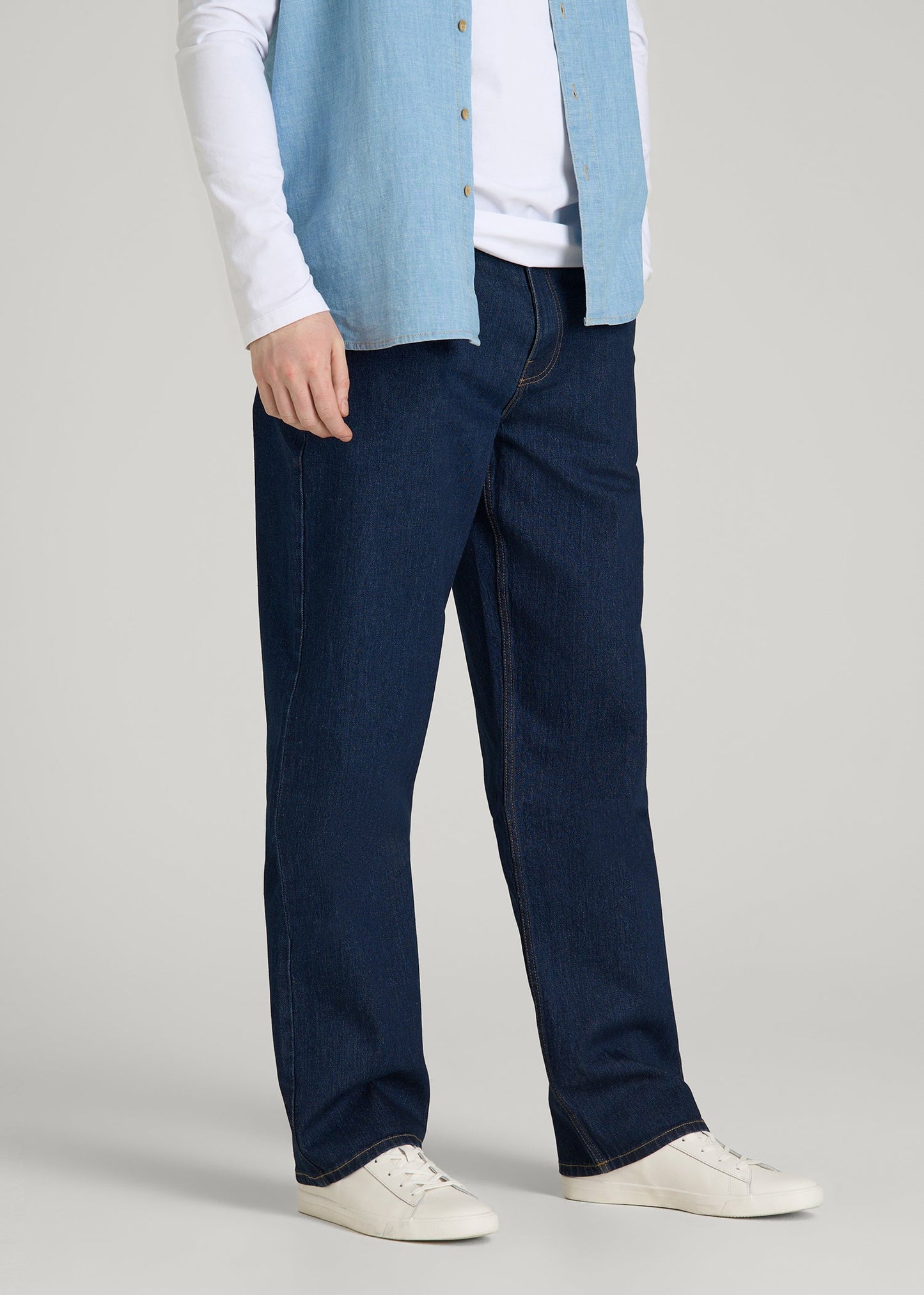 American Tall Men Loose Fit Jeans for Tall Men in Deep Indigo Wash