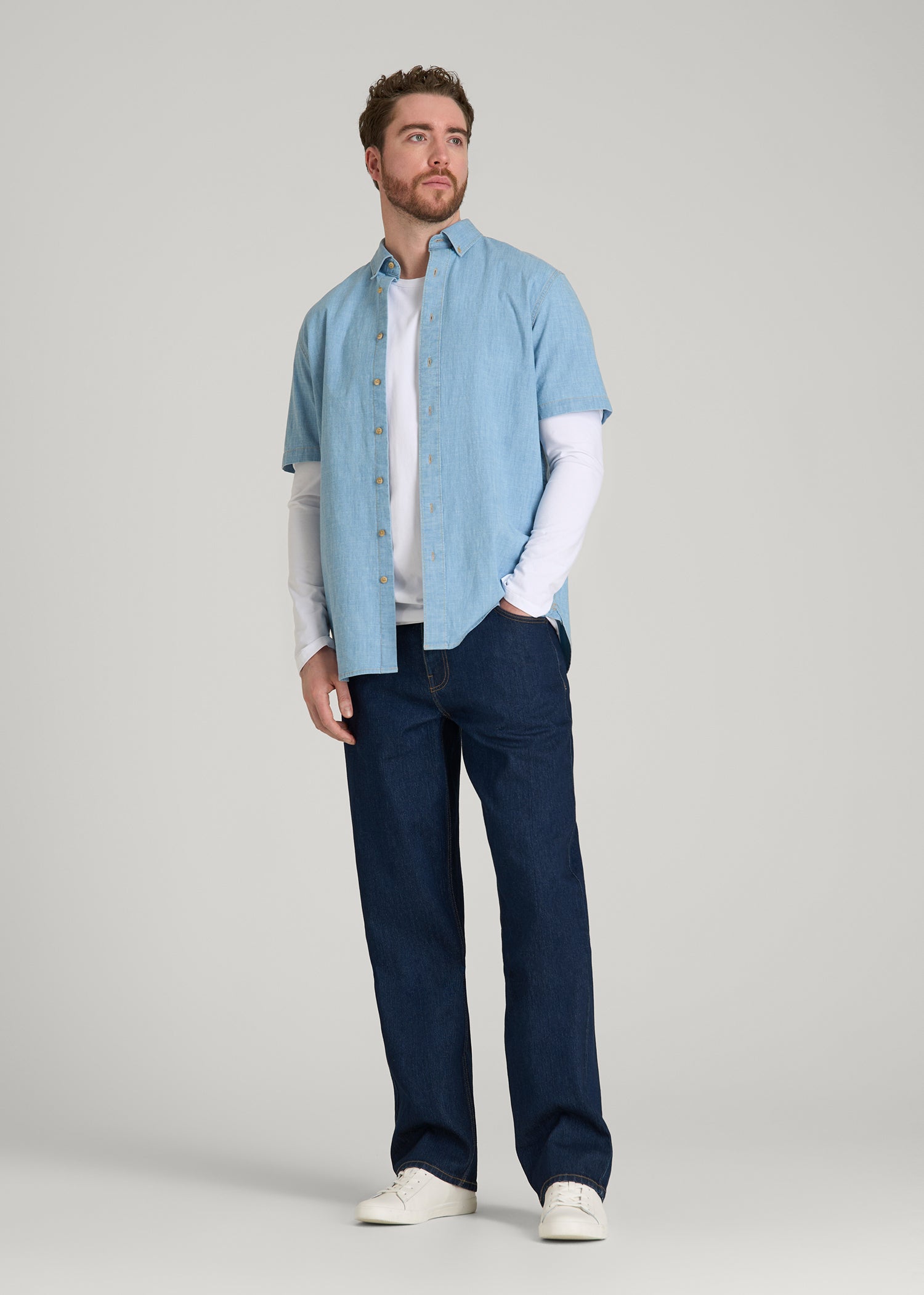 American Tall Men Loose Fit Jeans for Tall Men in Deep Indigo Wash