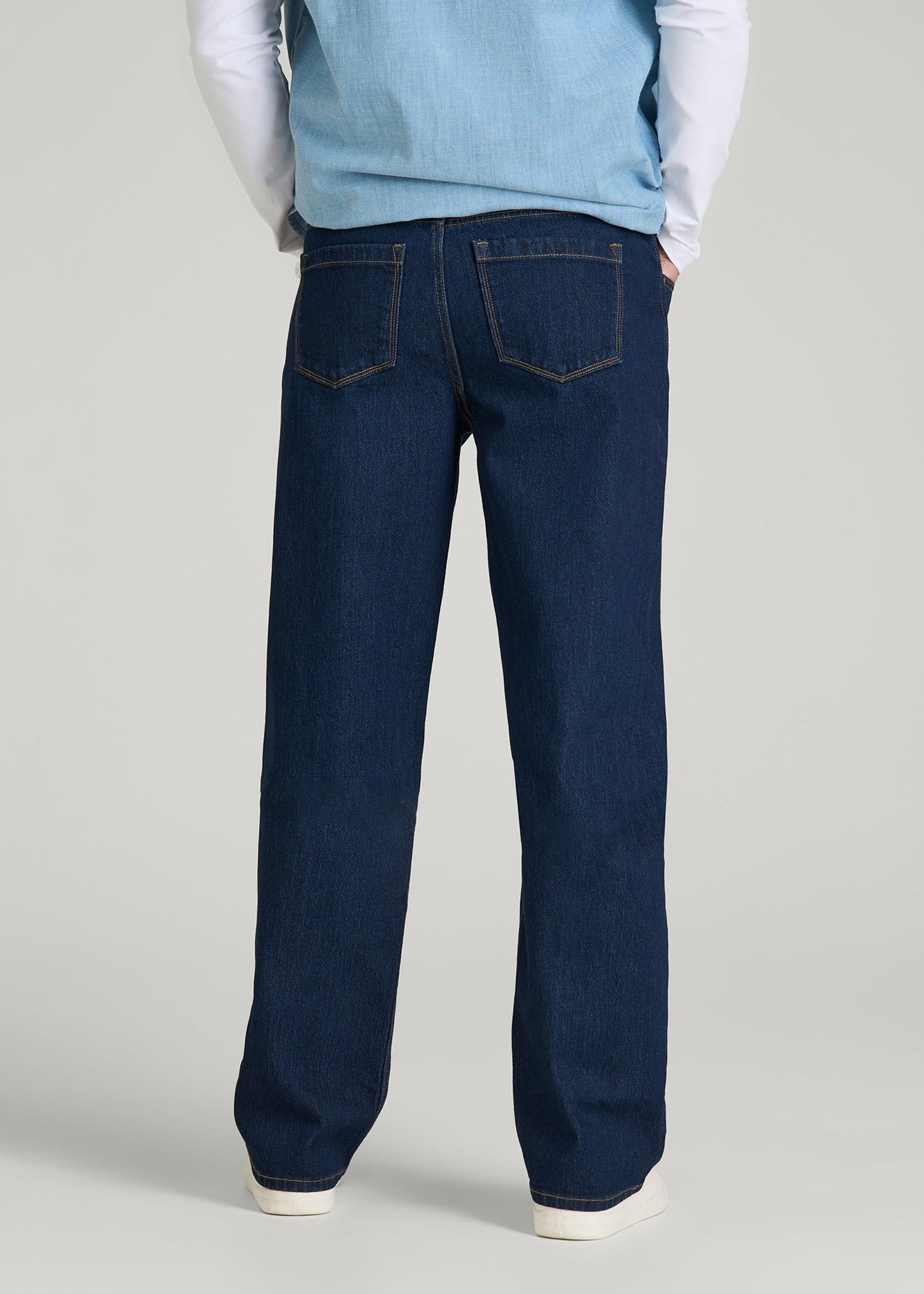 American Tall Men Loose Fit Jeans for Tall Men in Deep Indigo Wash