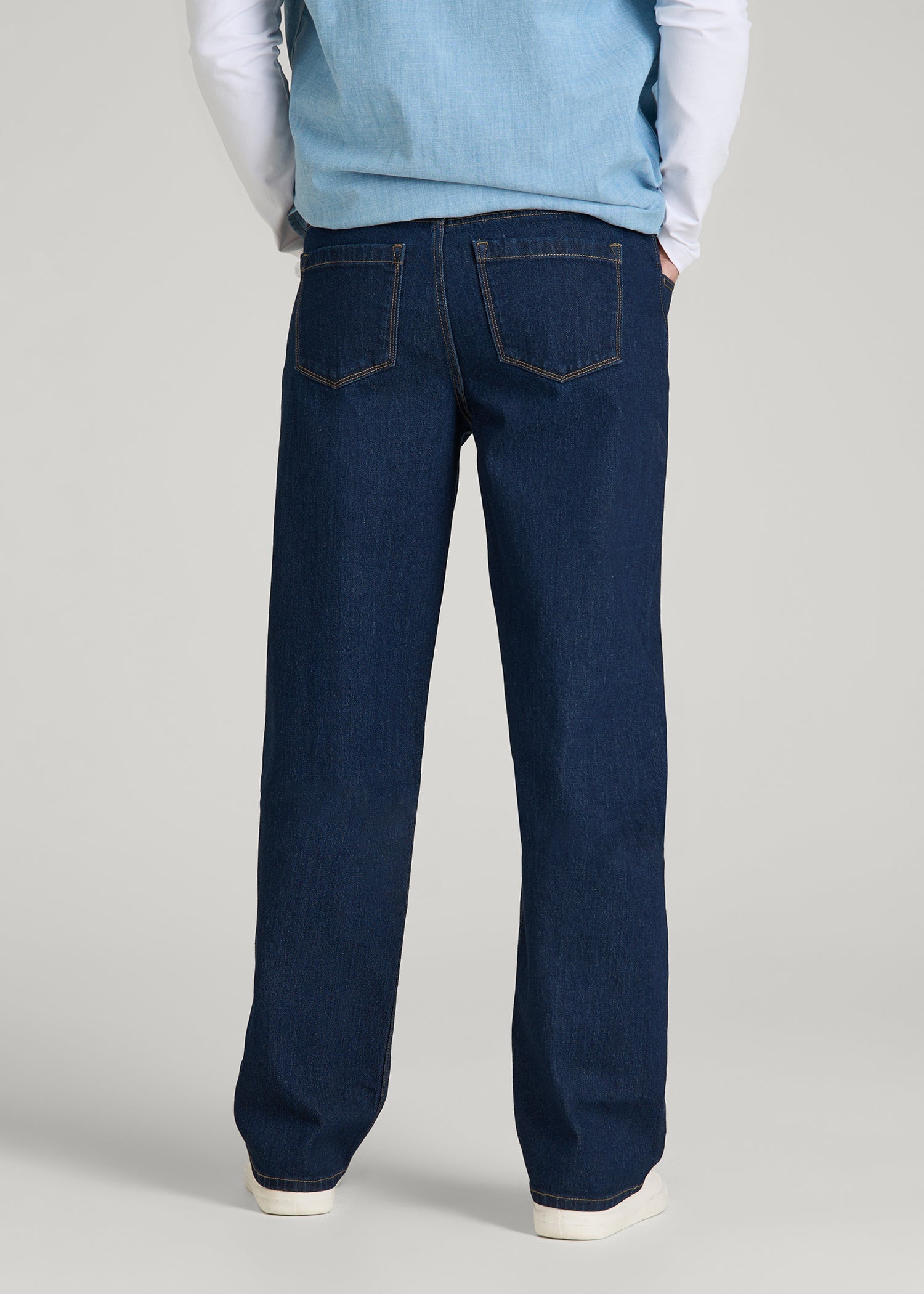 American Tall Men Loose Fit Jeans for Tall Men in Deep Indigo Wash