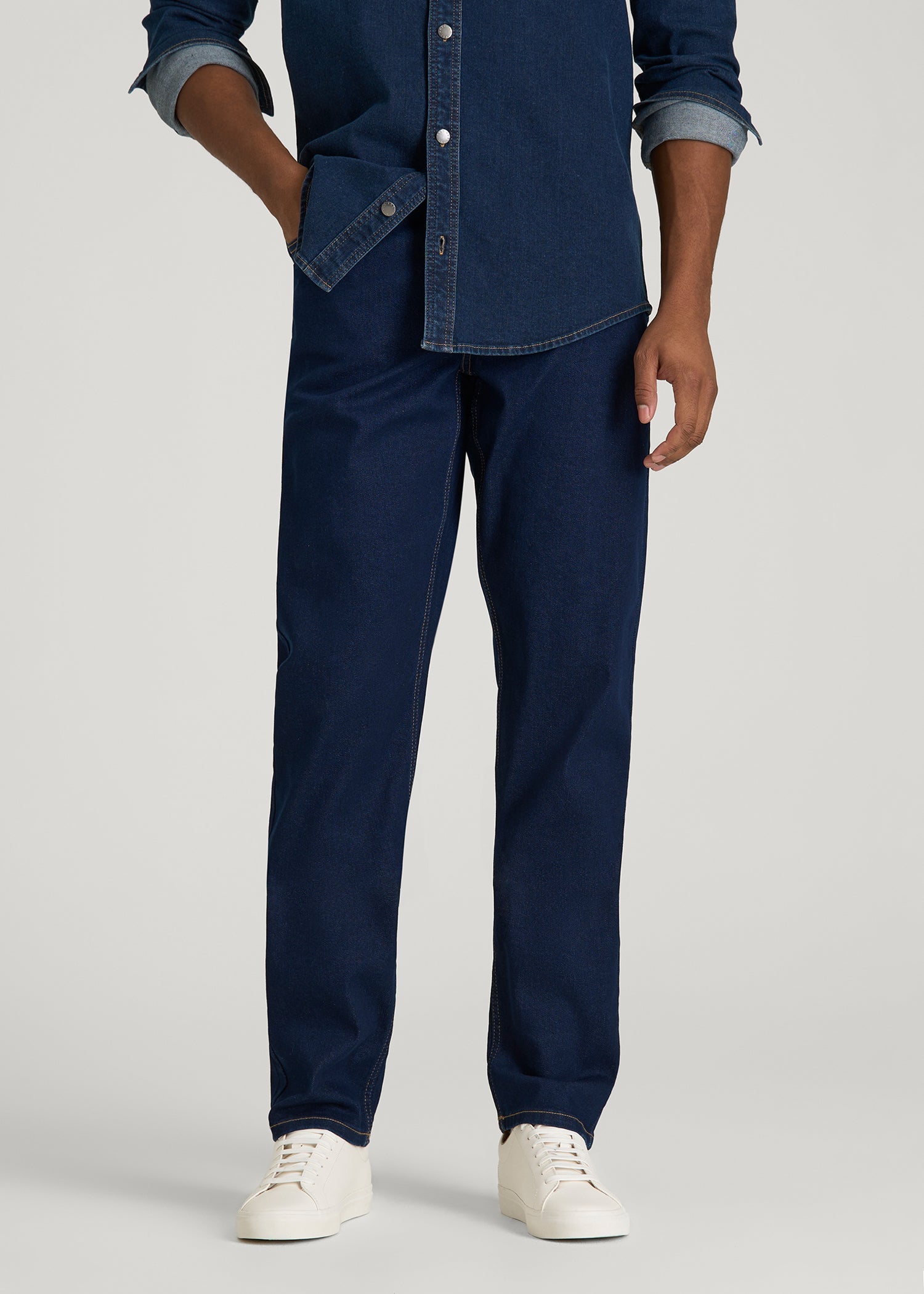 American Tall Men Carman TAPERED Jeans for Tall Men in Deep Indigo Wash