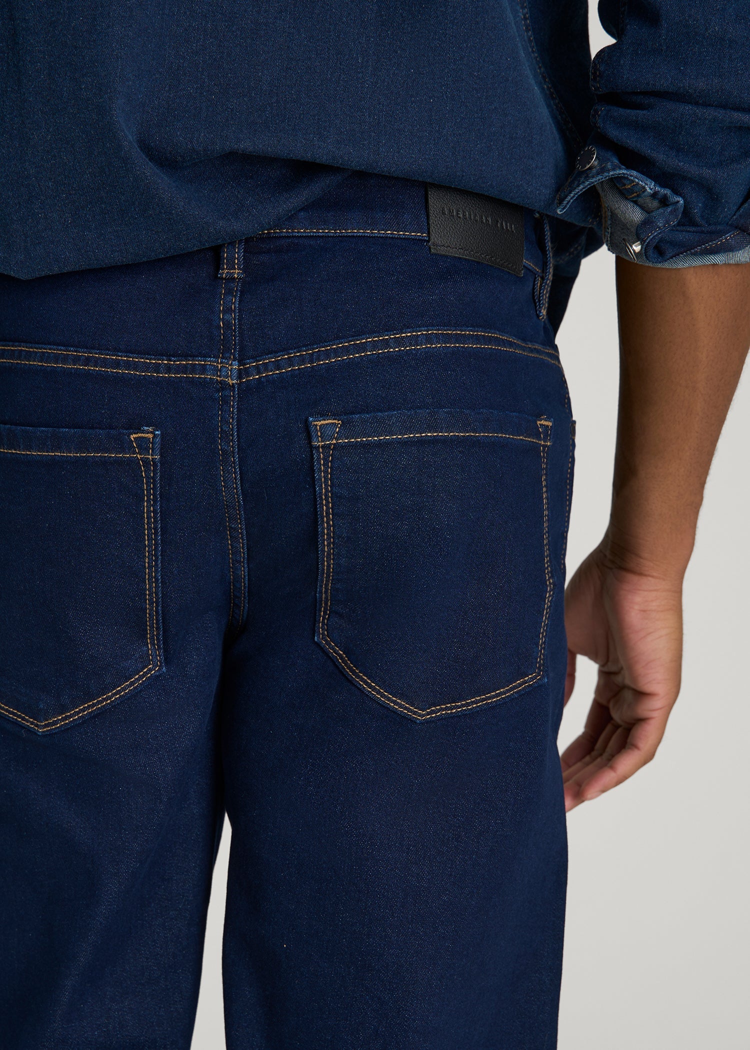 American Tall Men Carman TAPERED Jeans for Tall Men in Deep Indigo Wash