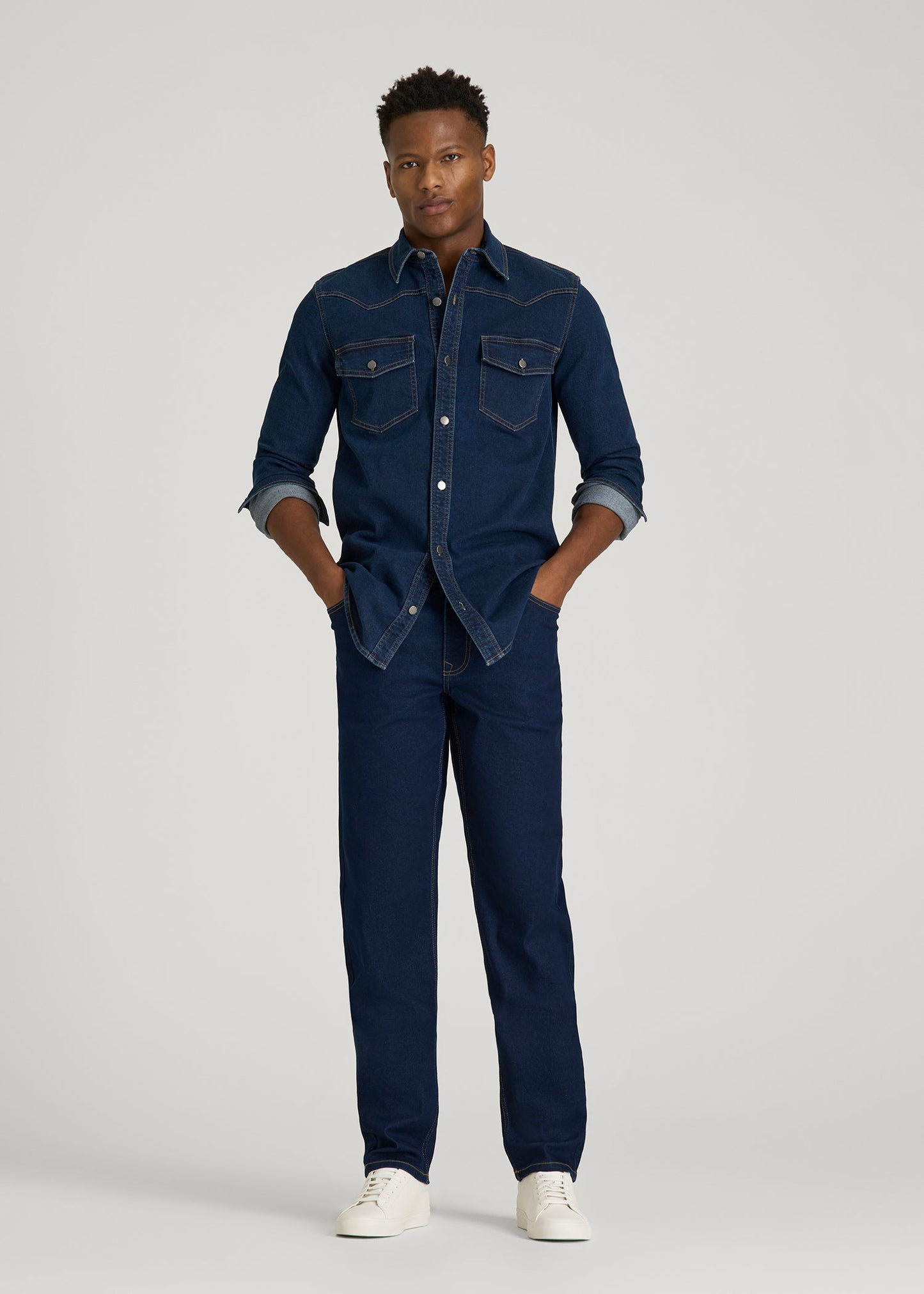 American Tall Men Carman TAPERED Jeans for Tall Men in Deep Indigo Wash