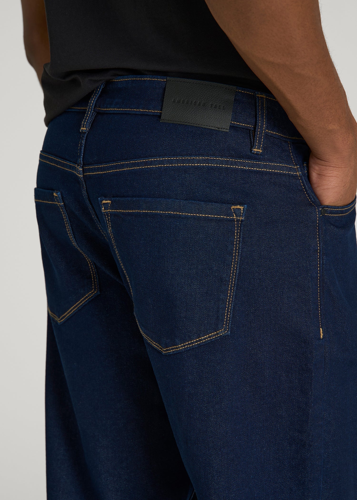 American Tall Men Mason Relaxed Fit Jeans for Tall Men in Deep Indigo Wash