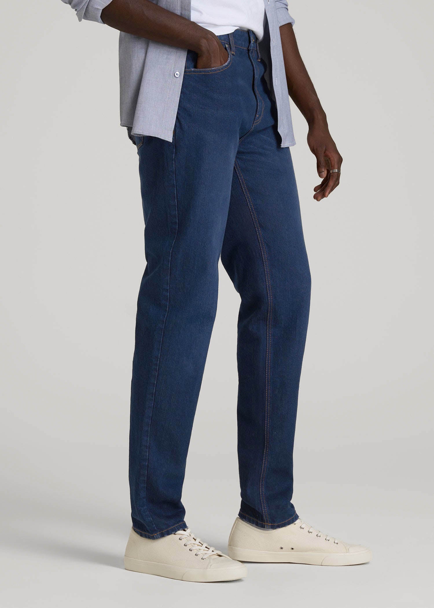 American Tall Men Milo RELAXED TAPERED FIT Jeans for Tall Men in Midnight Blue Wash