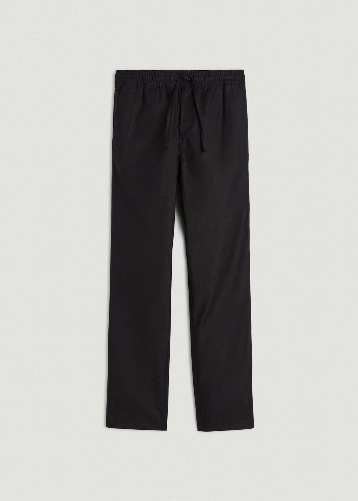American Tall Men Stretch Cotton Linen Blend Pull-On Pants for Tall Men in Black