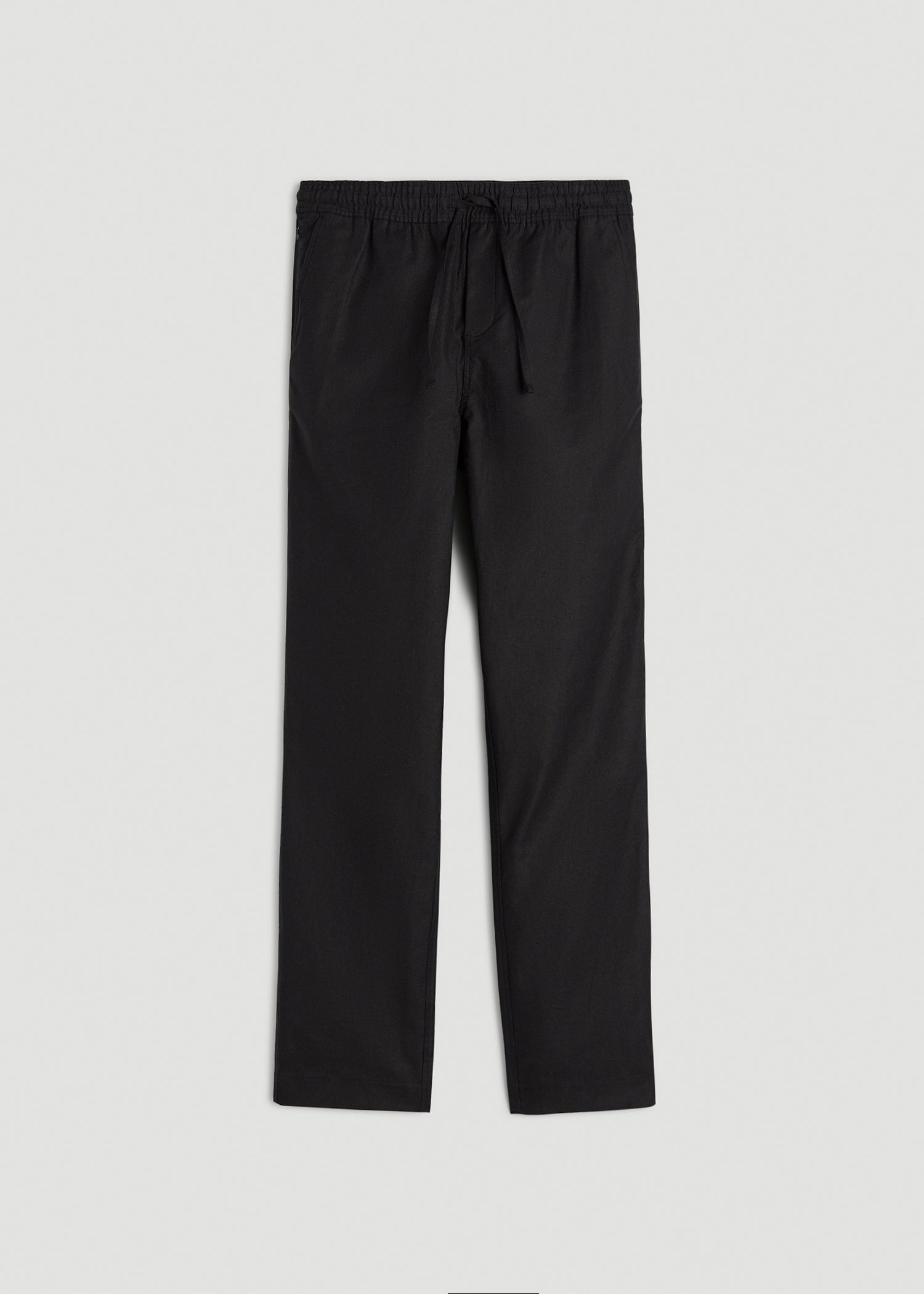 American Tall Men Stretch Cotton Linen Blend Pull-On Pants for Tall Men in Black