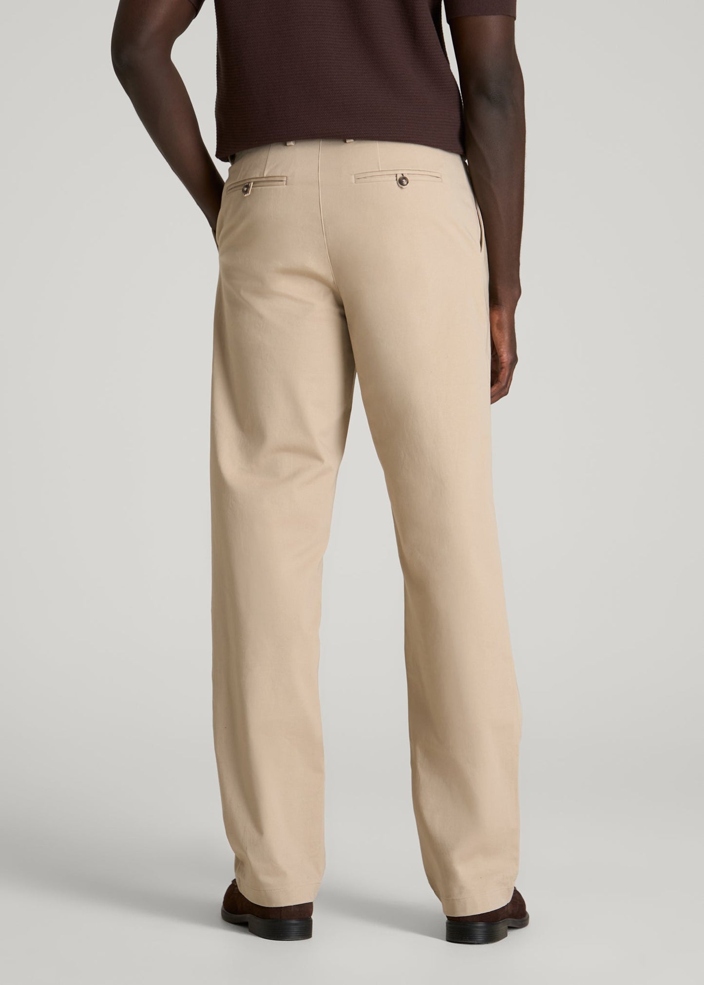 American Tall Men Stretch Commuter Pleated Chinos for Tall Men in Warm Taupe