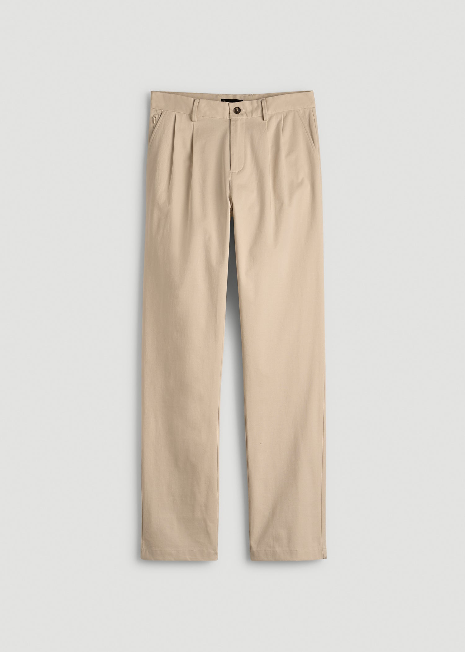 American Tall Men Stretch Commuter Pleated Chinos for Tall Men in Warm Taupe