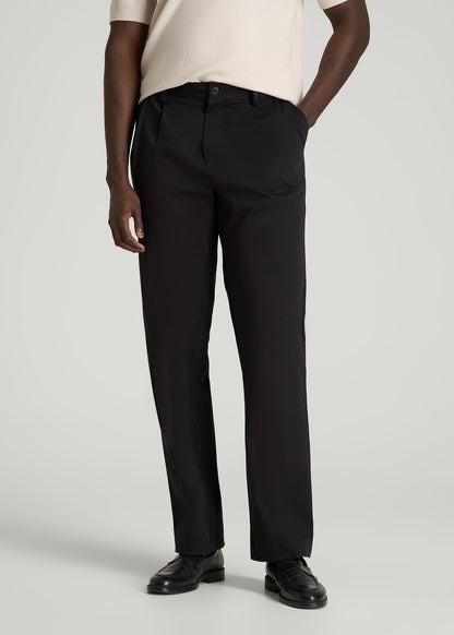 American Tall Men Stretch Commuter Pleated Chinos for Tall Men in Black