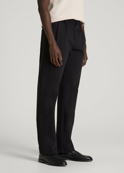 American Tall Men Stretch Commuter Pleated Chinos for Tall Men in Black