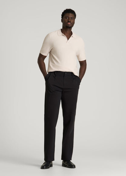 American Tall Men Stretch Commuter Pleated Chinos for Tall Men in Black