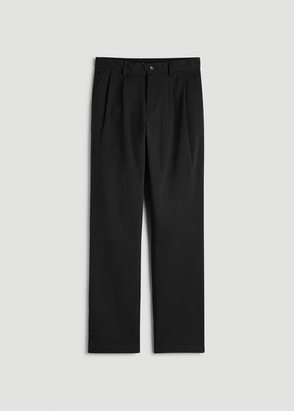 American Tall Men Stretch Commuter Pleated Chinos for Tall Men in Black