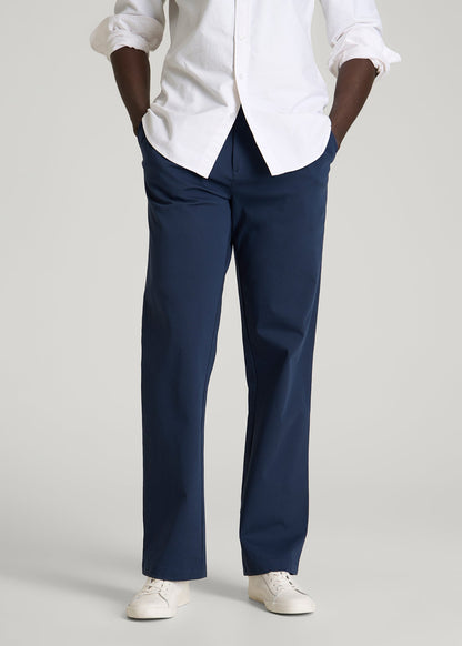 American Tall Men Stretch Commuter Pleated Chinos for Tall Men in Navy Blue