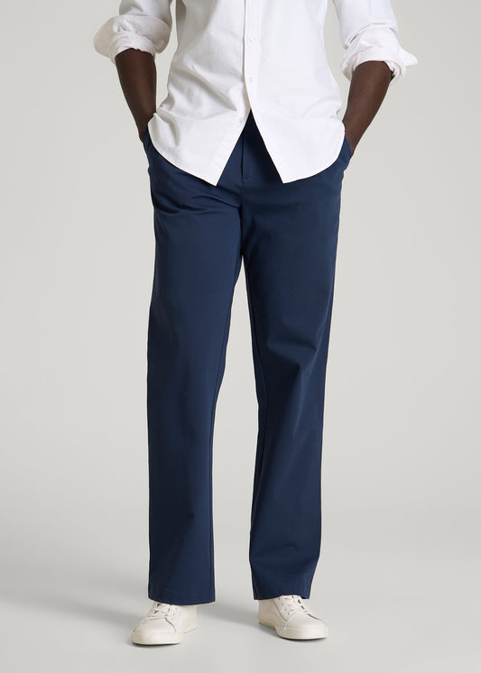 American Tall Men Stretch Commuter Pleated Chinos for Tall Men in Navy Blue