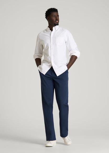 American Tall Men Stretch Commuter Pleated Chinos for Tall Men in Navy Blue