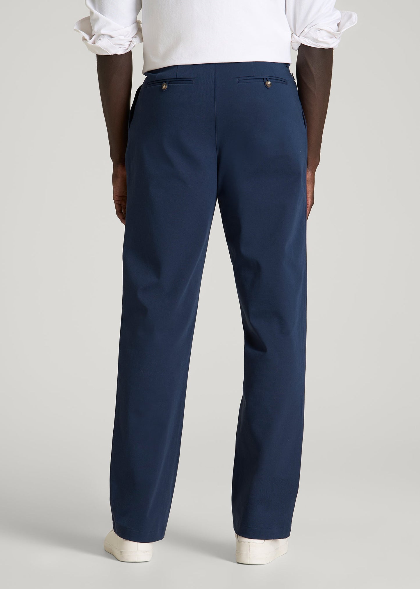American Tall Men Stretch Commuter Pleated Chinos for Tall Men in Navy Blue
