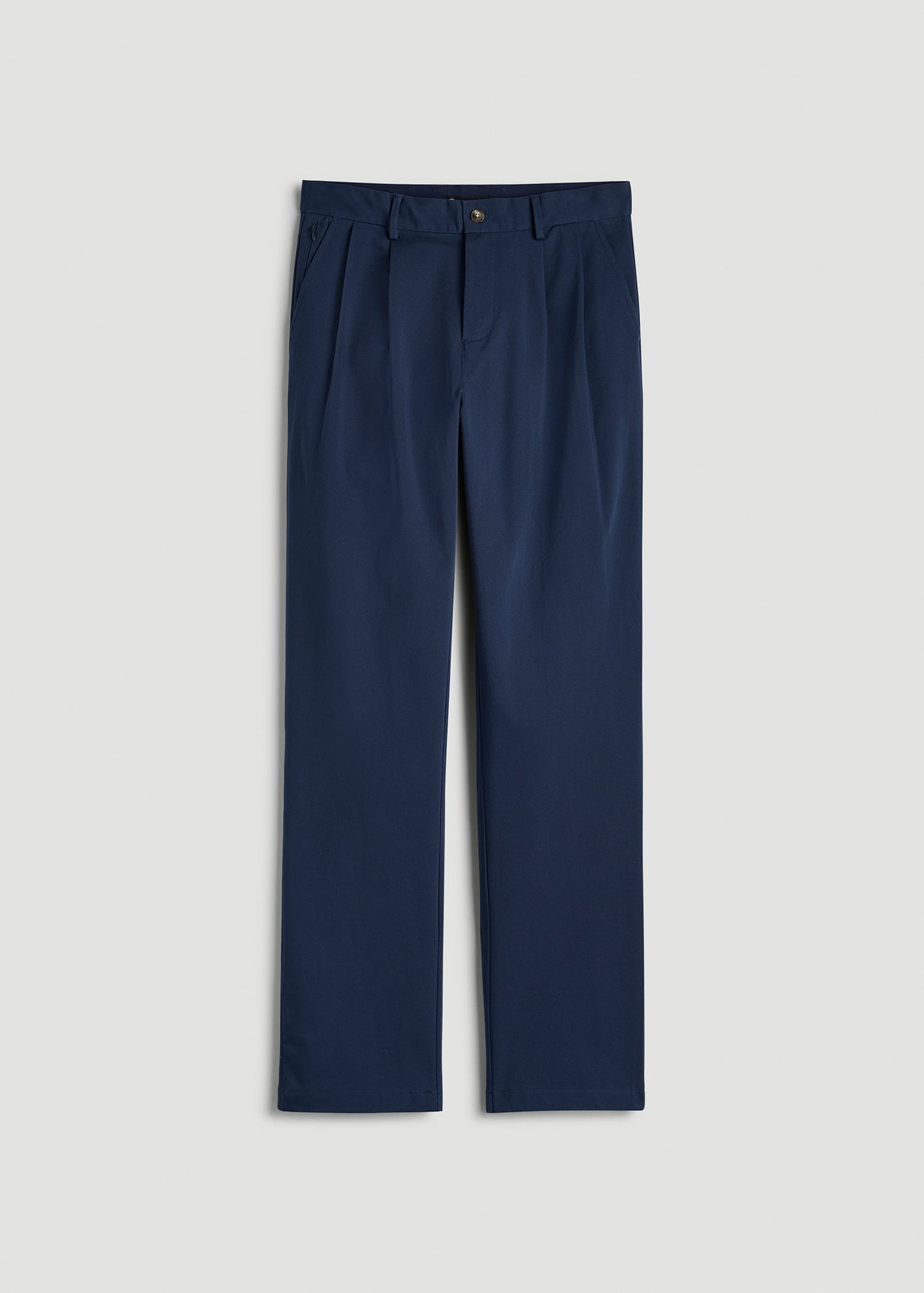 American Tall Men Stretch Commuter Pleated Chinos for Tall Men in Navy Blue