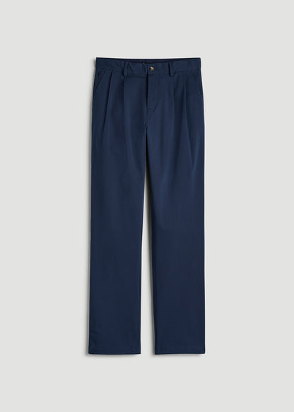 American Tall Men Stretch Commuter Pleated Chinos for Tall Men in Navy Blue