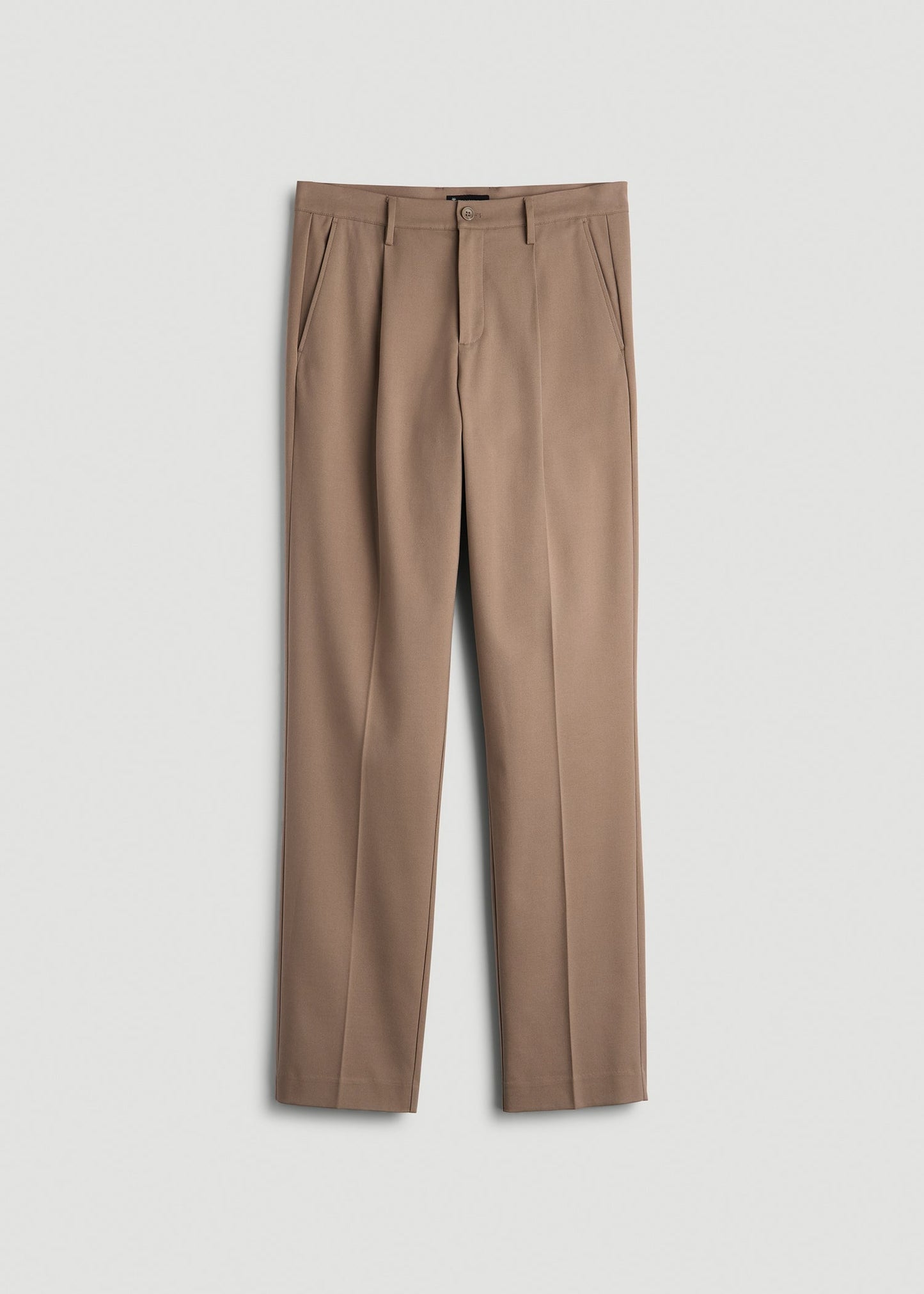American Tall Men Relaxed Pleated Trousers for Tall Men in Dark Sand