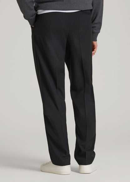 American Tall Men Relaxed Pleated Trousers for Tall Men in Black