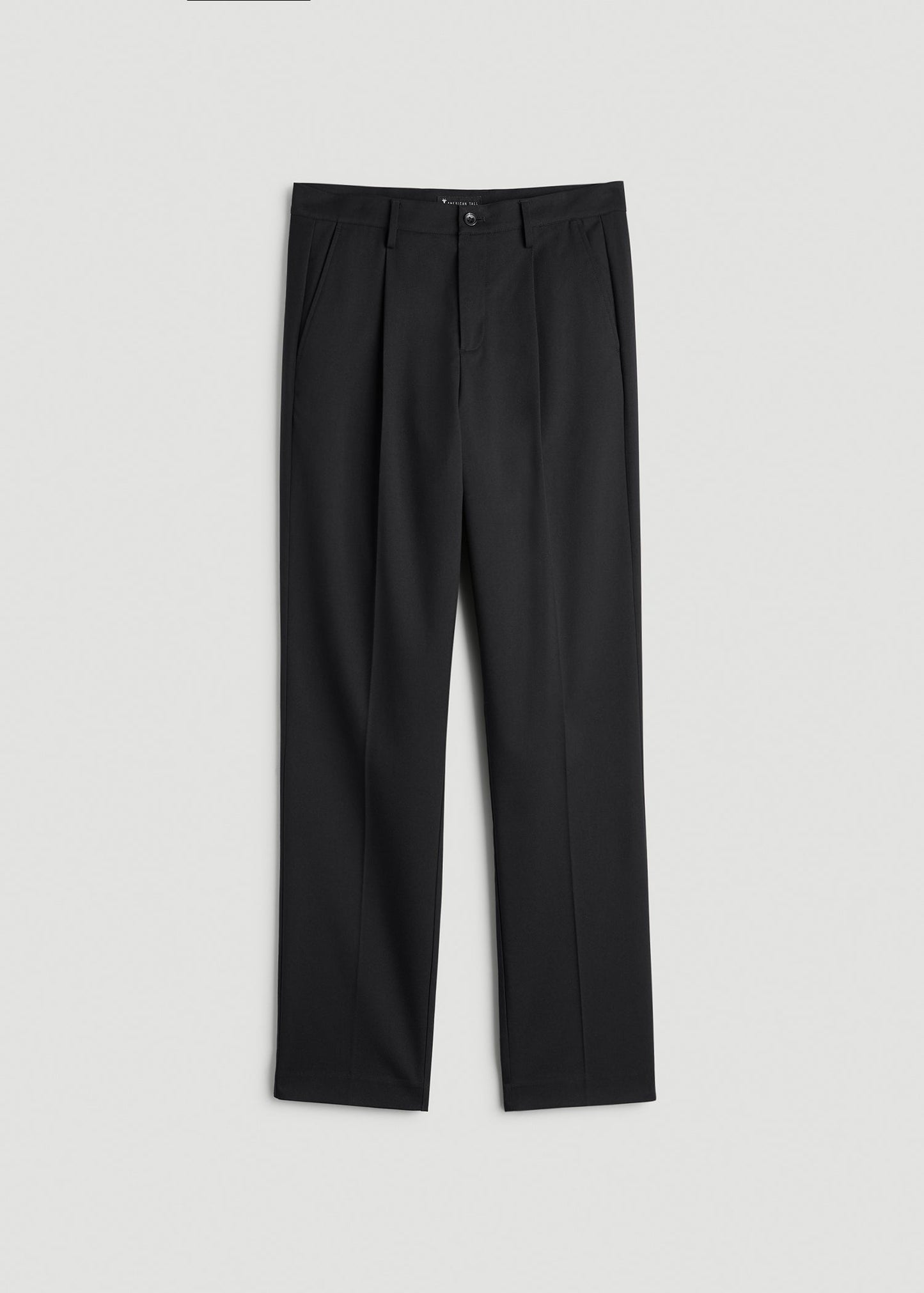 American Tall Men Relaxed Pleated Trousers for Tall Men in Black