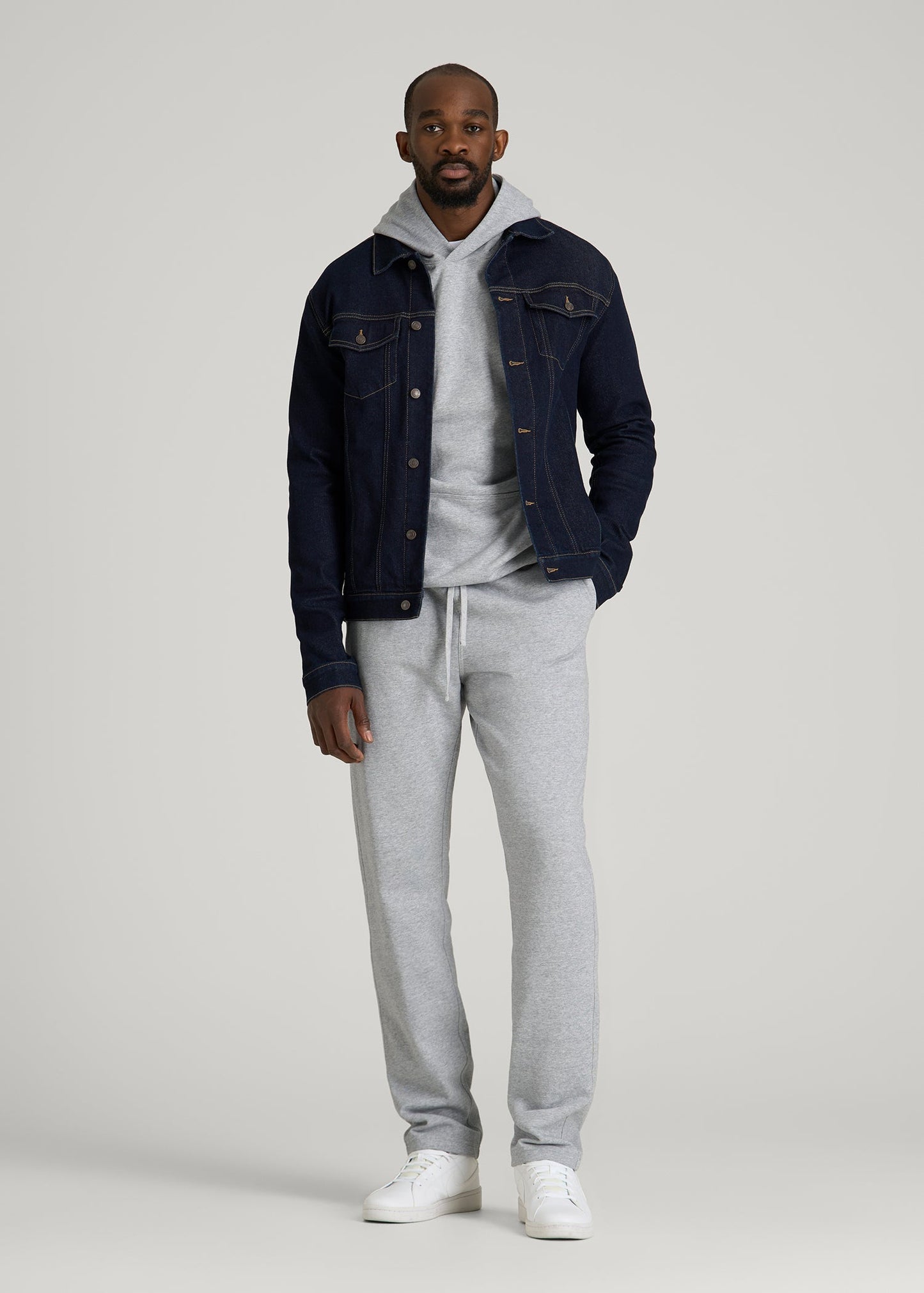 American Tall Men Everyday French Terry Straight Leg Sweatpants for Tall Men in Grey Mix